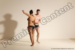 Underwear Woman - Man White Average Short Brown Dancing Dynamic poses Academic